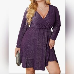 Womens Purple Glitter Dress Size 18